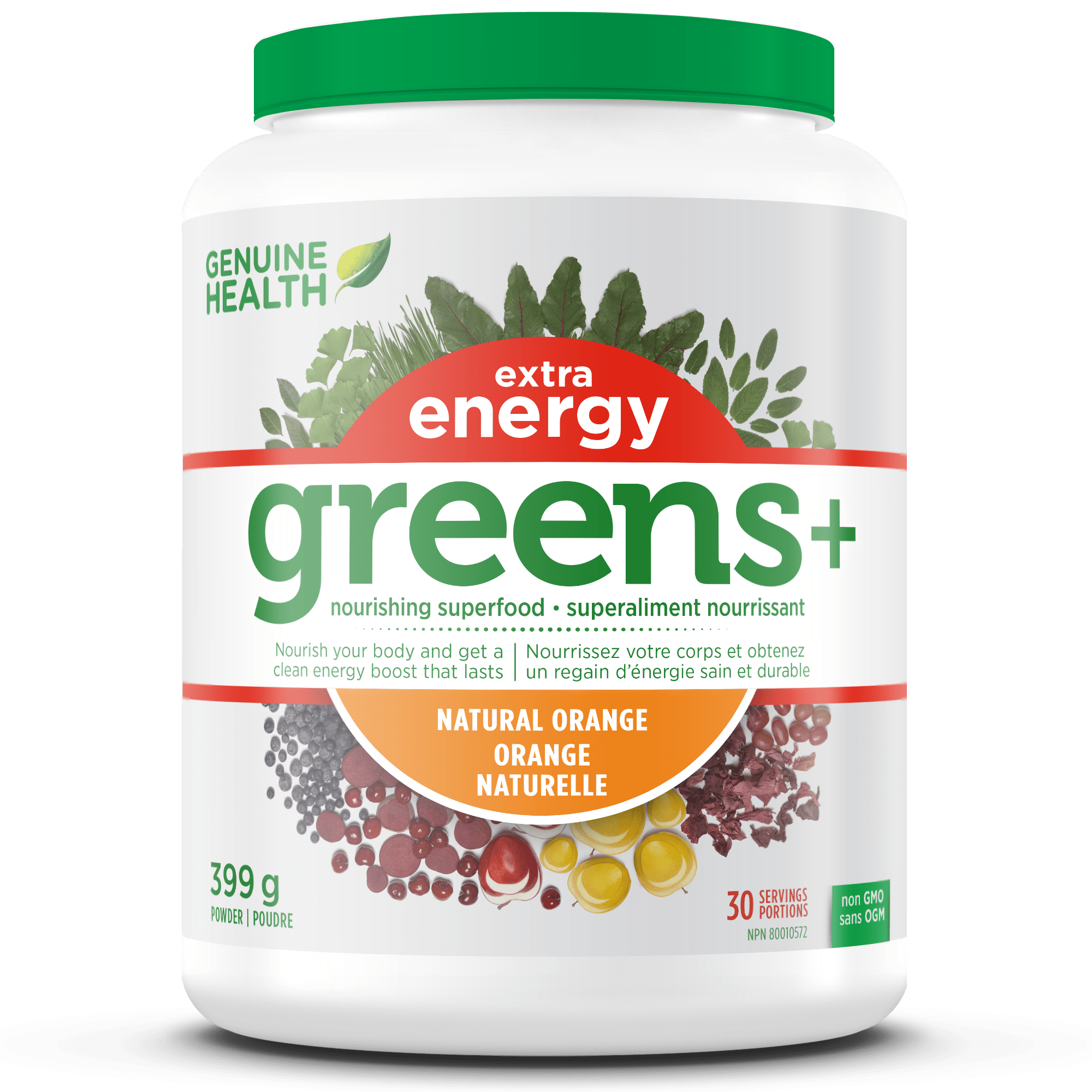 Genuine Health, Greens+, Extra Energy, Natural Orange, 399g
