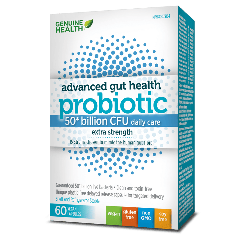 Genuine Health Advanced Gut Health Probiotic - 50 Billion CFU 60 Capsules