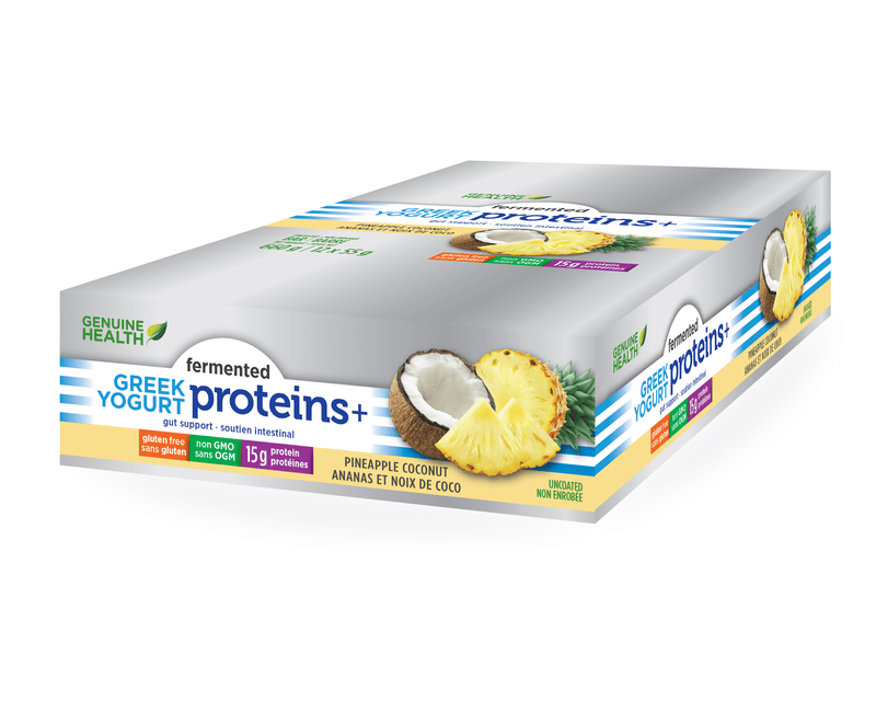 Genuine Health Fermented Greek Yogurt Proteins+ - Pineapple Coconut-12 X 55g bars