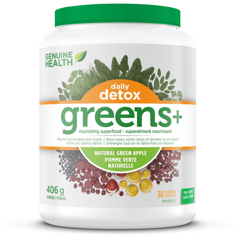 Genuine Health, Greens+, Daily Detox, Green Apple, 406g