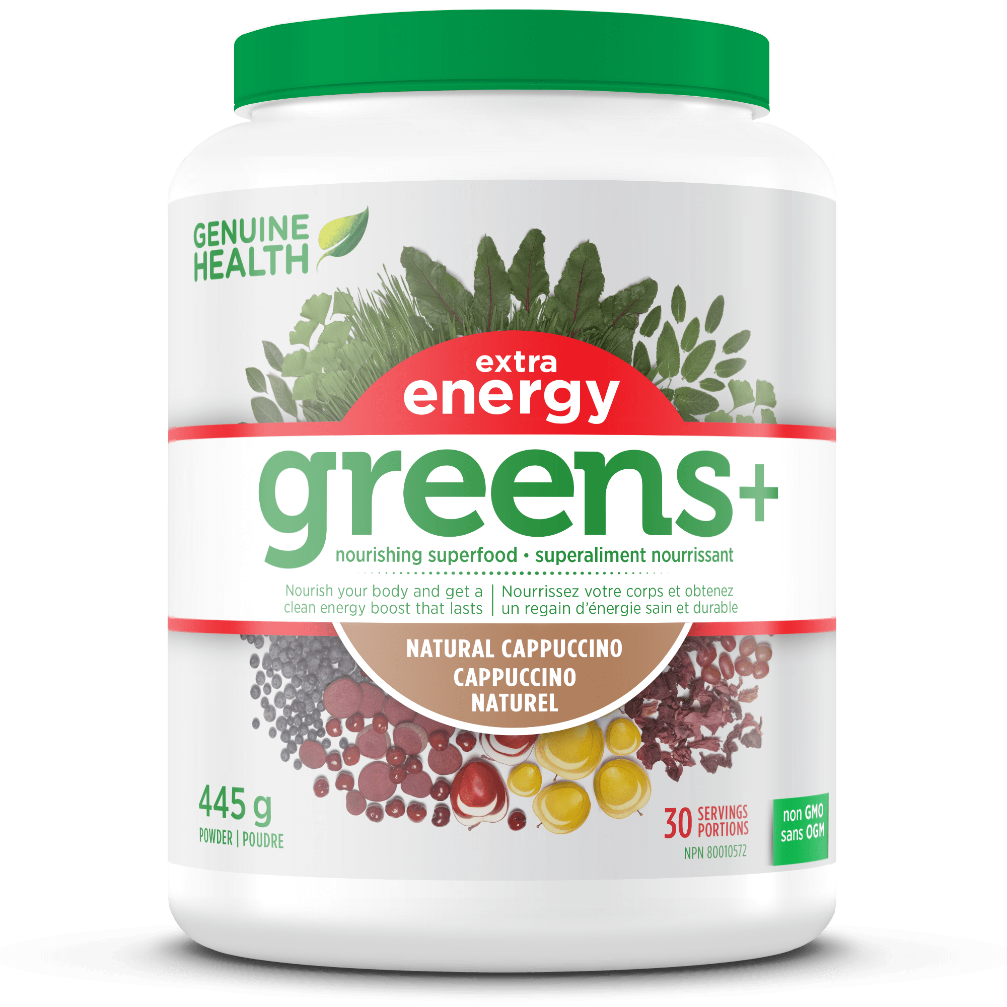 Genuine Health Greens+ Extra Energy Natural Cappuccino