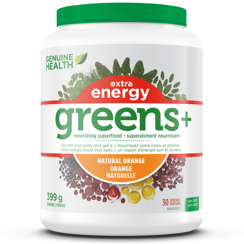 Genuine Health, Greens+, Extra Energy, Natural Orange, 399g