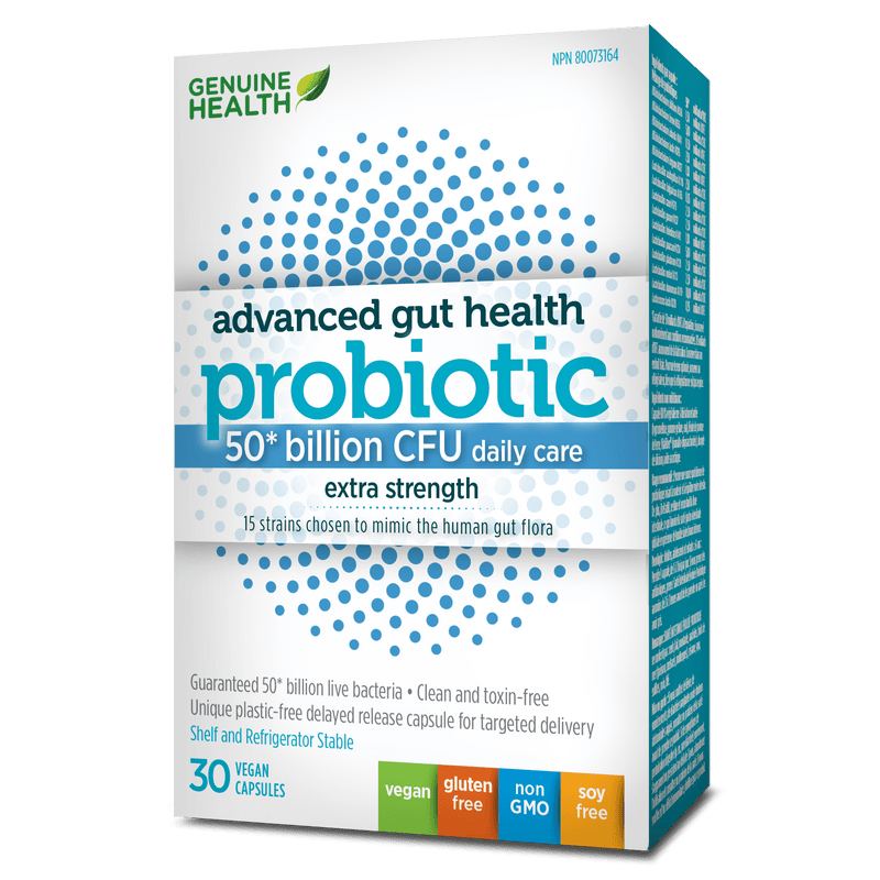 Genuine Health Advanced Gut Health Probiotic - 50 Billion CFU 30 Capsules