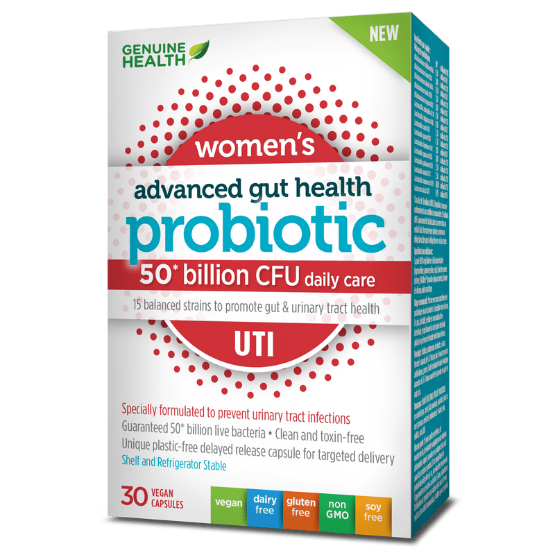 Genuine Health Advanced Gut Health Probiotic Women's UTI - 50 Billion CFU 30 Capsules