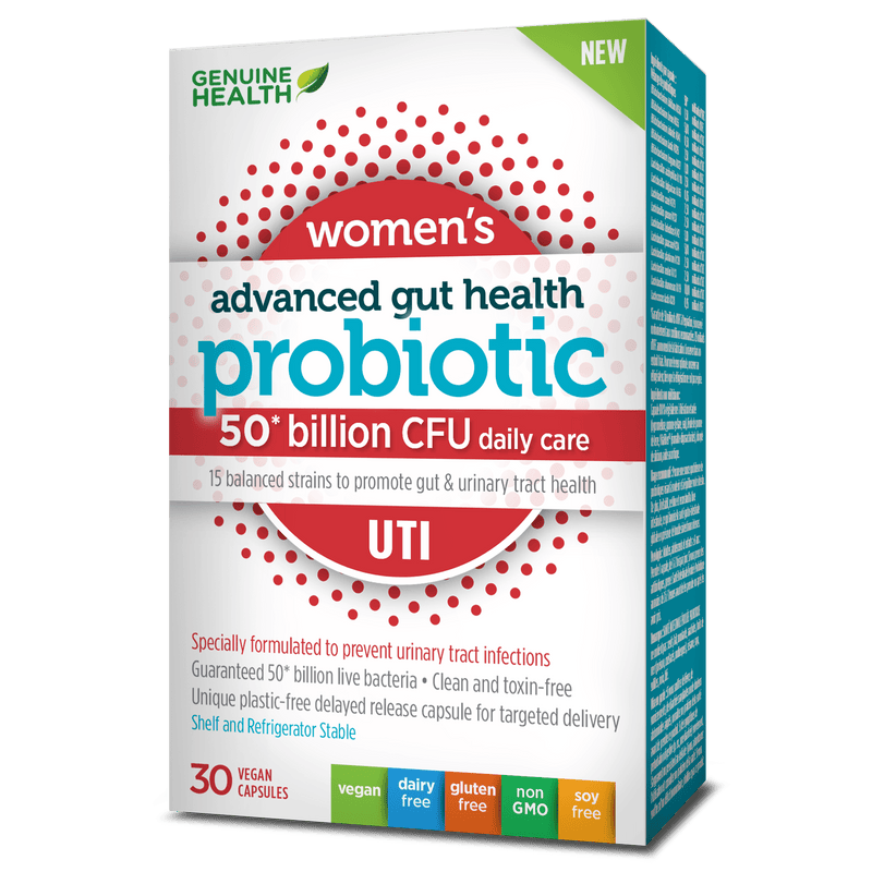 Genuine Health Advanced Gut Health 프로바이오틱 여성 UTI - 500억 CFU 30캡슐