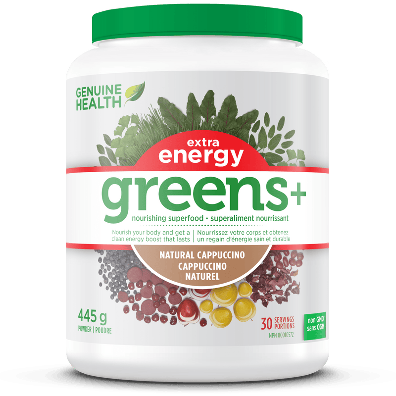 Genuine Health Greens+ Extra Energy Natural Cappuccino