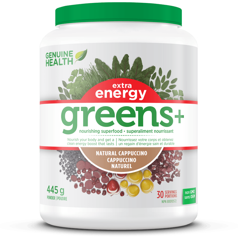 Genuine Health Greens+ 엑스트라 에너지 천연 카푸치노