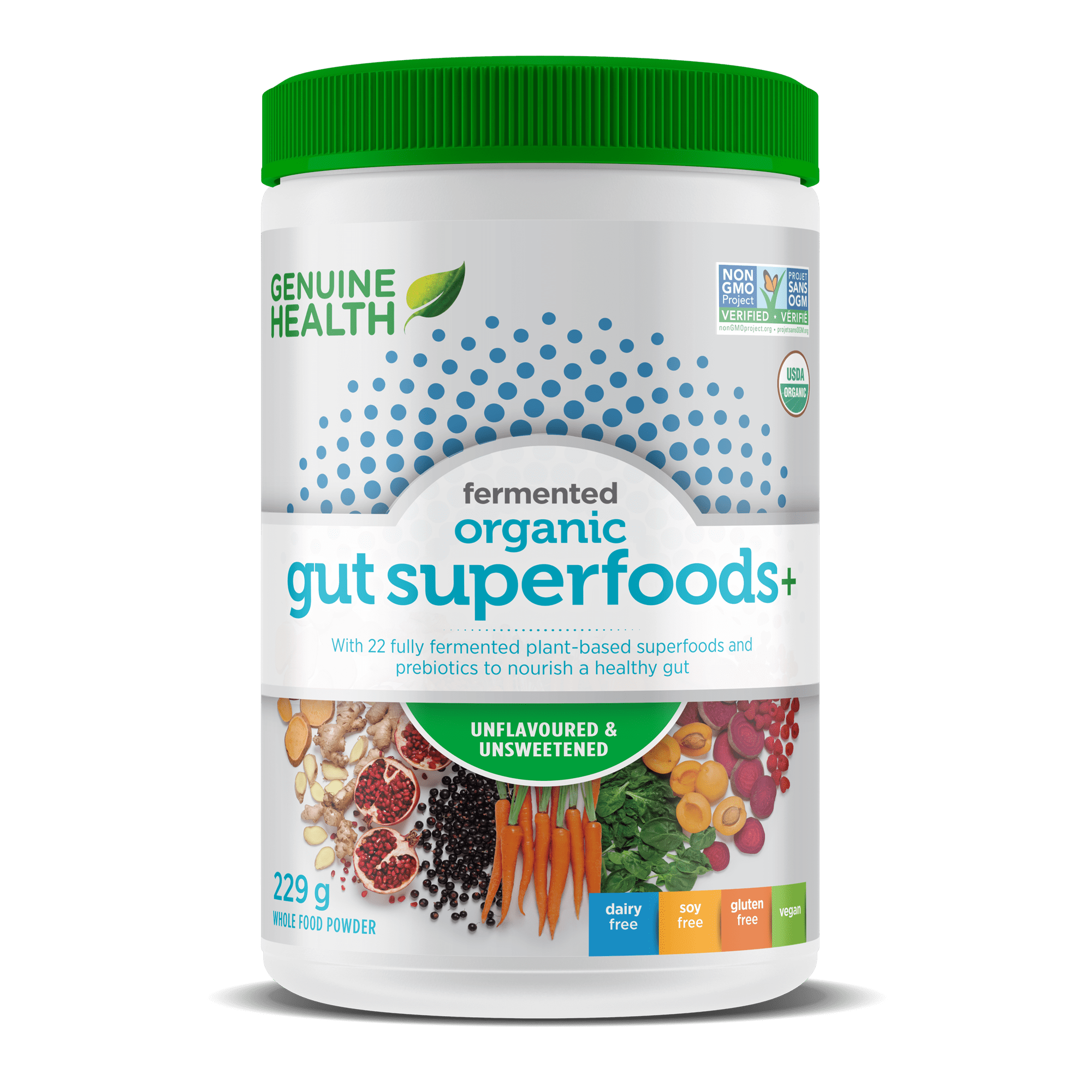 Genuine Health Fermented Organic Gut Superfoods+ Unflavoured & Unsweetened 229 g