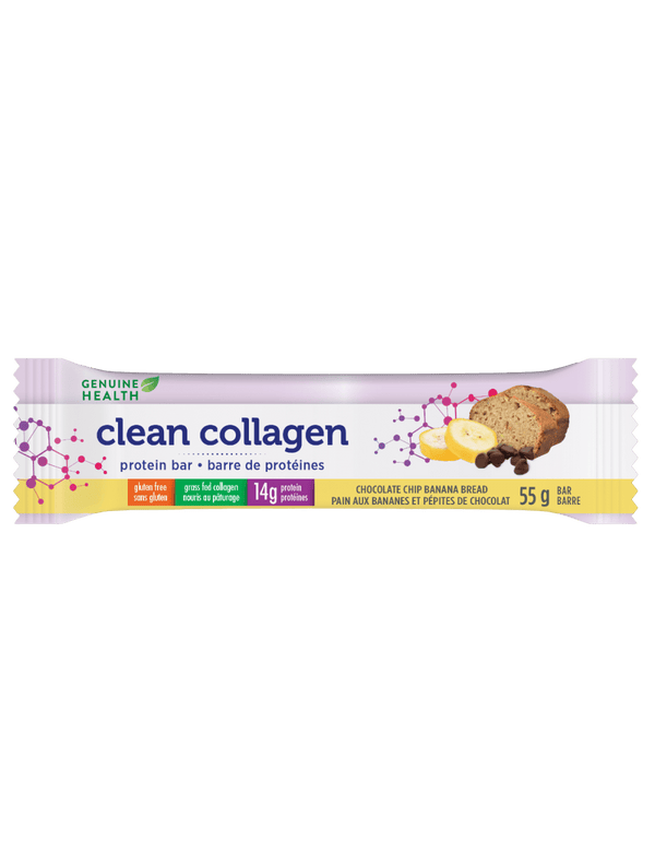 Genuine Health, Clean Collagen Bar, Chocolate Chip Banana Bread, 55g