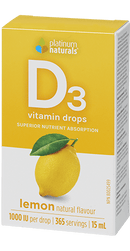 بلاتينيوم ناتشورالز فيتامين د3 قطرات ليمون 15 مل