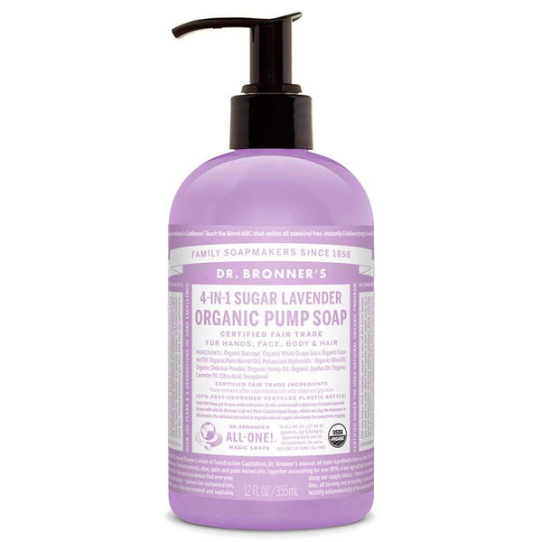 Dr. Bronner's, Organic Pump Soap 4-In-1 Sugar Baby, Lavender, 355mL