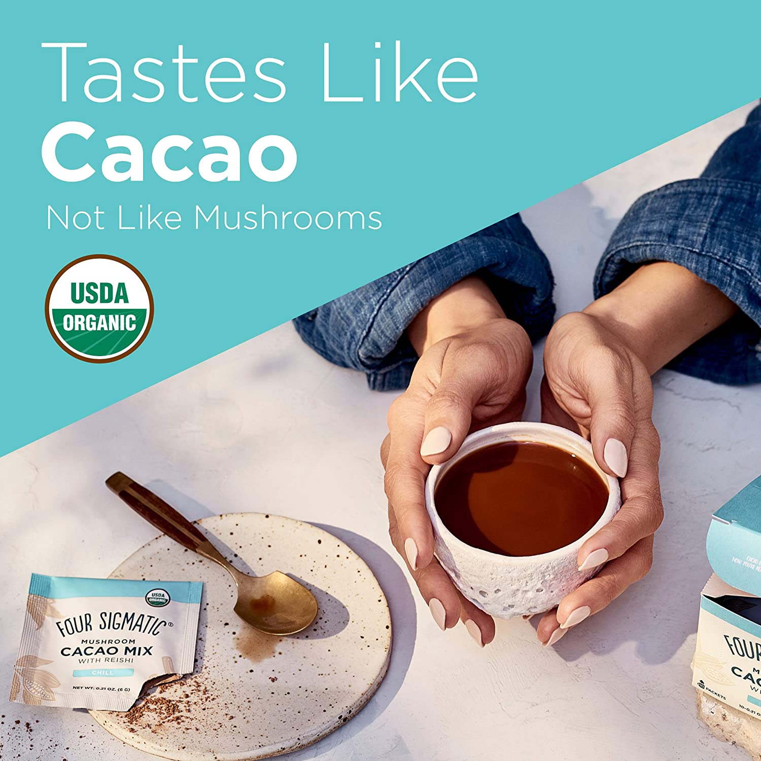 Four Sigmatic, Mushroom Cacao Mix with Reishi, 10 Packets, 6 g (0.21 oz) Each