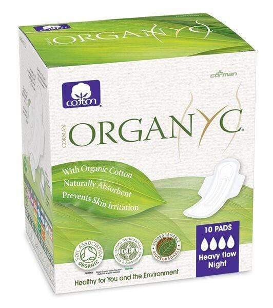 Organ(y)c Pads With 100% Organic Cotton Heavy Flow With Wings Folded 10 Pads