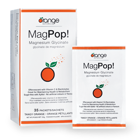 Orange Naturals MagPop! Magnesium Glycinate Effervescent Drink Mix Tangy Orange 35 Packets