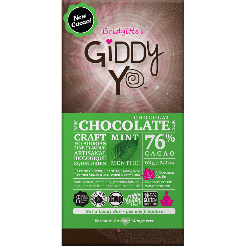 Bridgitte's Giddy Yo 민트 76% 다크 초콜릿 바 
