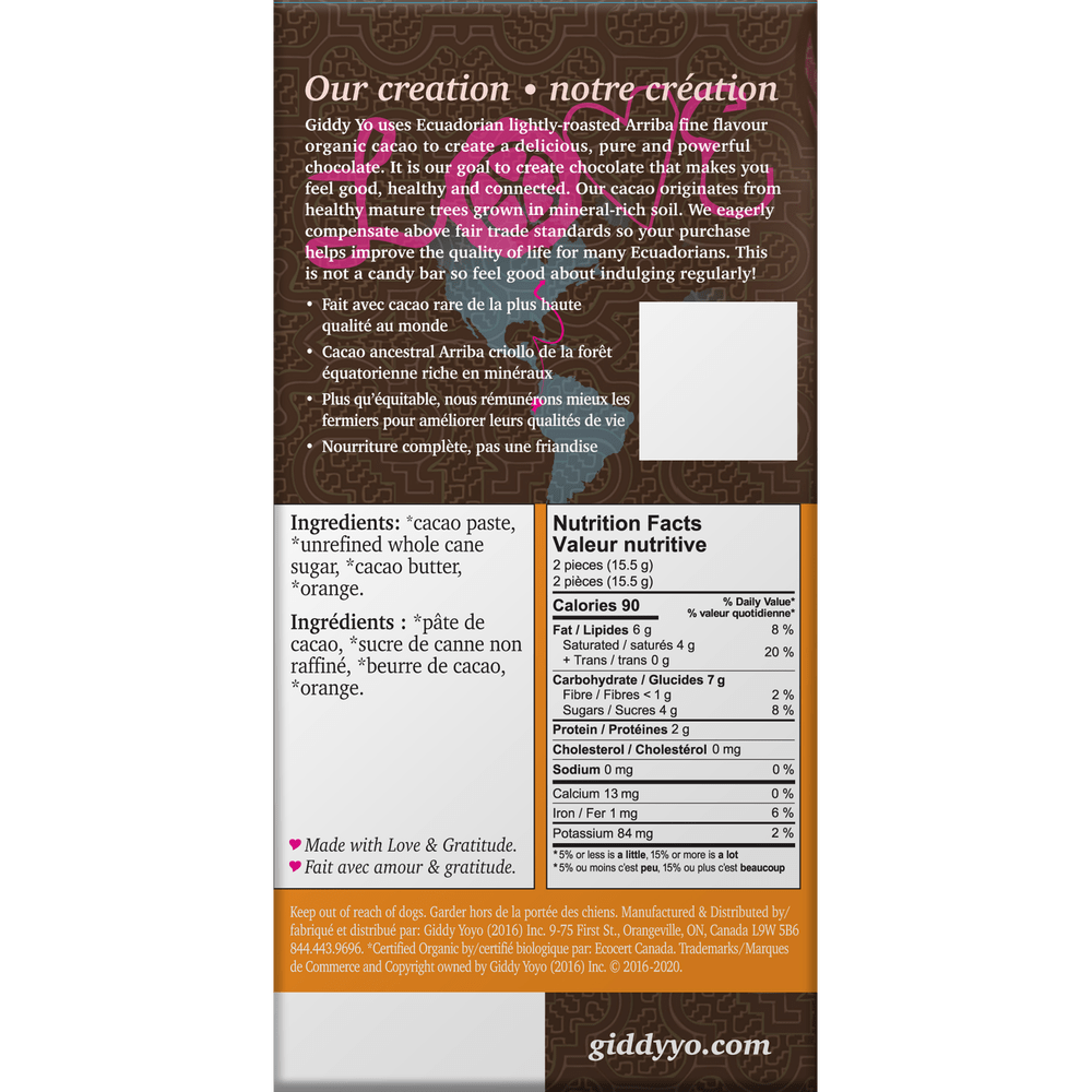 Bridgitte's Giddy Yo Orange 76% Dark Chocolate Bars
