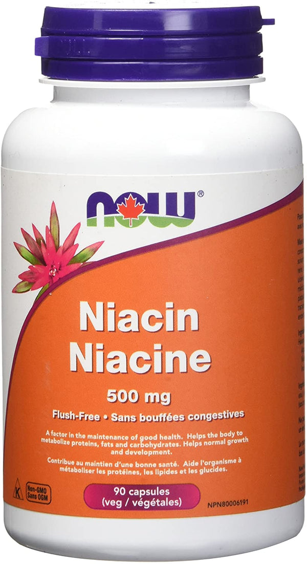 NOW, Flush-Free Niacin, 500mg, 90 Veg Capsules