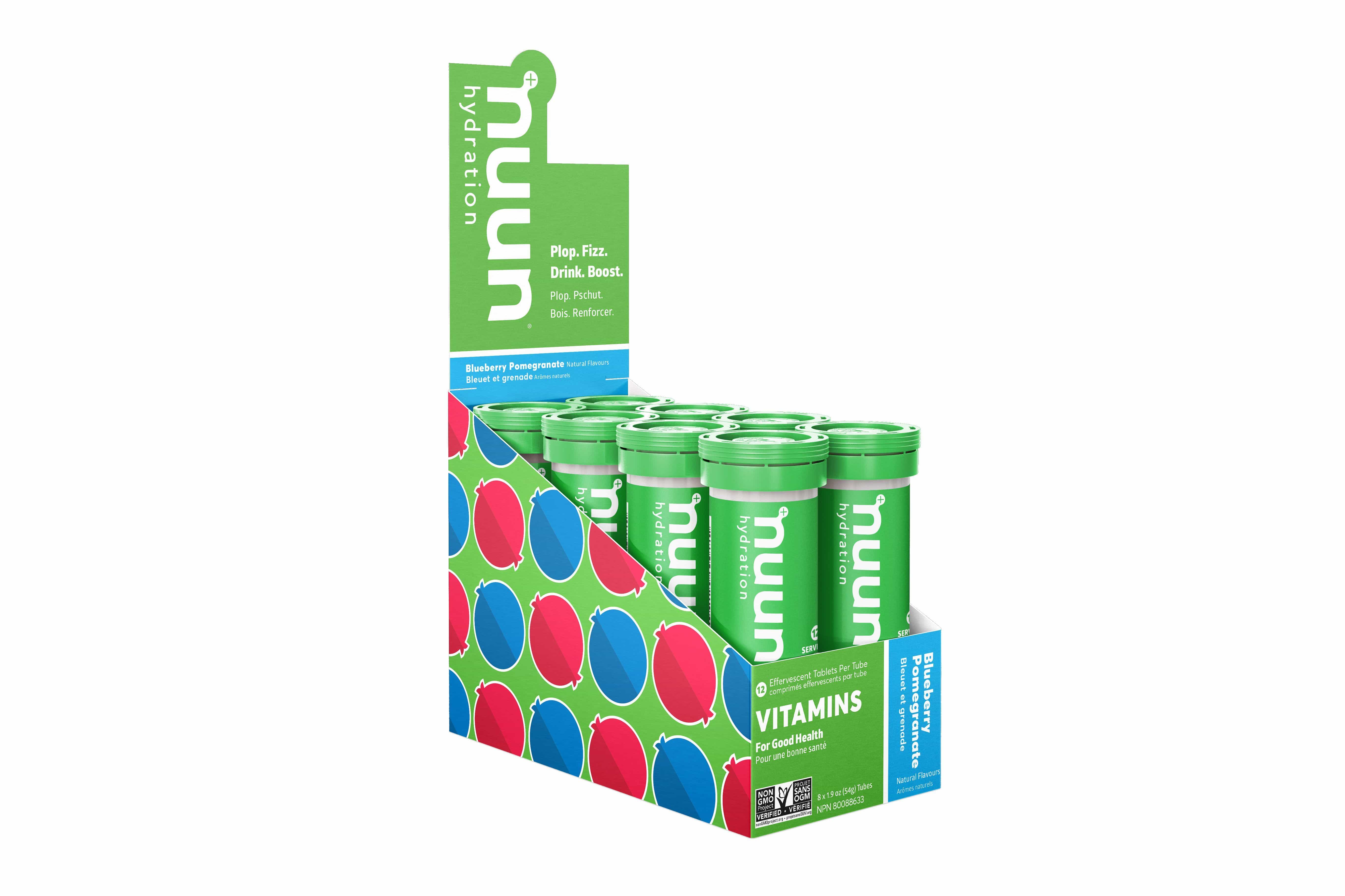Nuun Vitamins Blueberry Pomegranate | 8 Tubes x 12 Tablets
