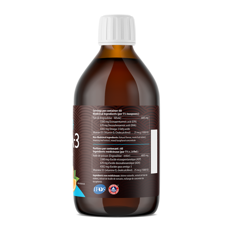 AquaOmega, 고 EPA 오메가-3, 4380mg, 주황색, 450mL