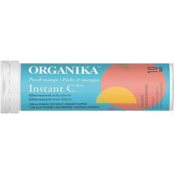 Organika, 인스턴트 C, 복숭아 망고, 튜브 8개들이 상자 x 10 발포정 