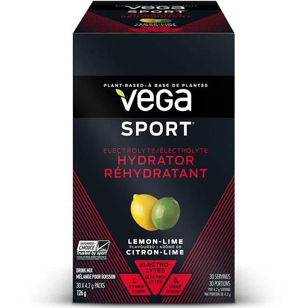 Vega Sport, Electrolyte Hydrator, Lemon Lime, 126g (Box of 30 x 4.2g)