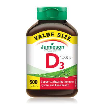 Jamieson, Vitamin D3, 1000 IU, 500 Tablets