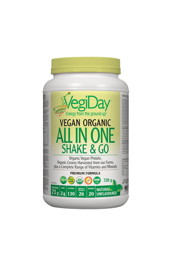VegiDay Vegan Organic All In One Shake & Go Natural Unflavoured 720 g