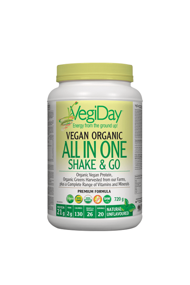 VegiDay Vegan Organic All In One Shake & Go Natural Unflavoured 720 g