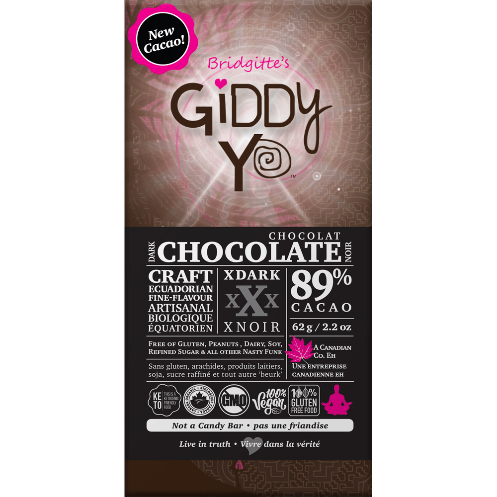 Bridgitte's Giddy Yo Xdark 89% Dark Chocolate Bars